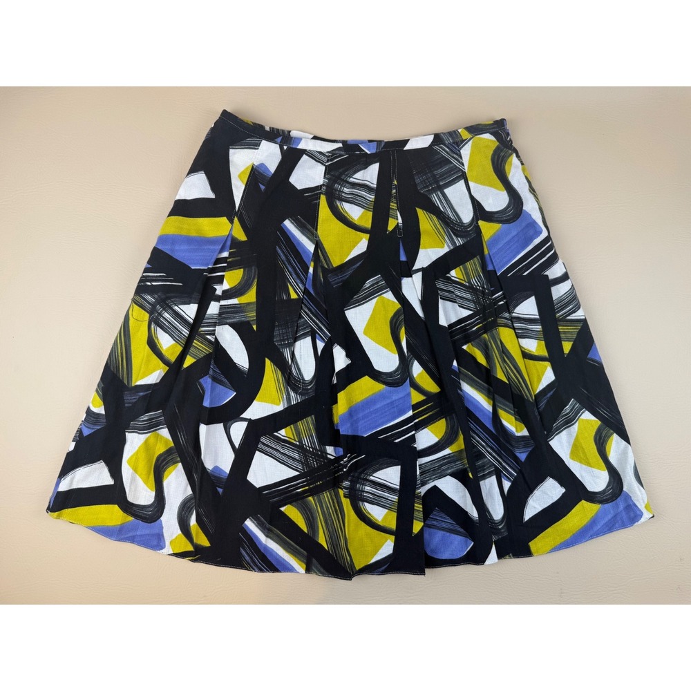 Abstract Artistic A-Line Skirt Cotton Brushstroke Print 12 Jones New York